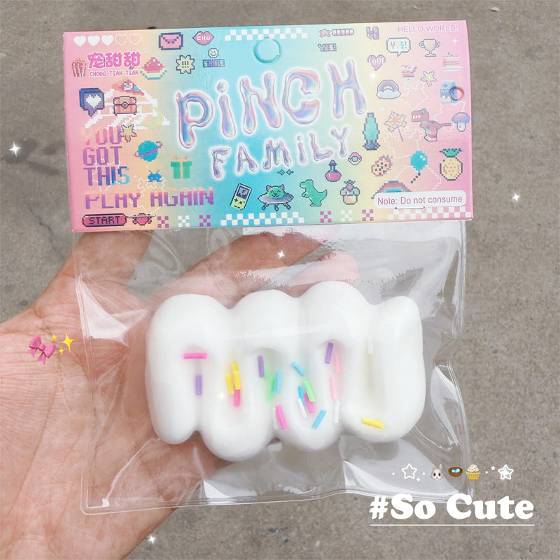 "Cute dessert-themed squishy toy perfect for anxiety relief and gifting"