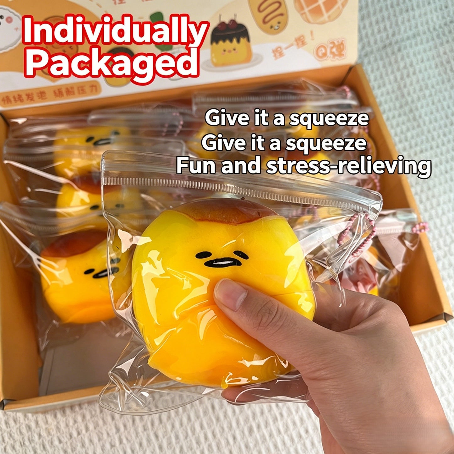"Soft slow rebound egg pudding squeeze toy sensory decompression toy for students and office workers"