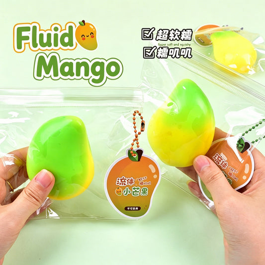 "Cute fluid mango squishy toy perfect for anxiety relief and gifting"
