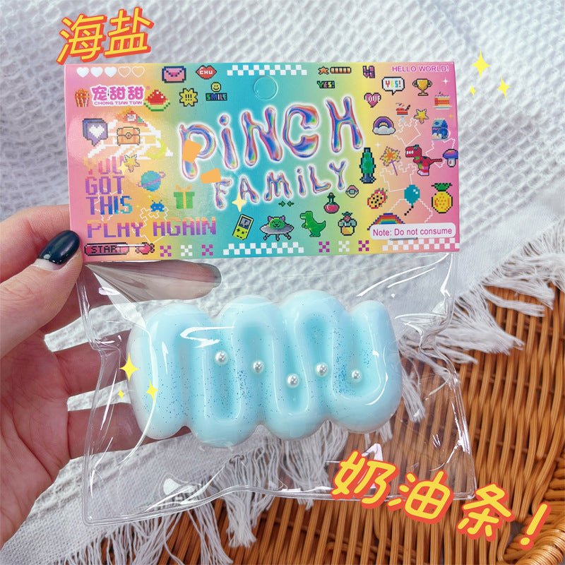 "Realistic cream stick squishy toy soft silicone stress relief fidget toy"