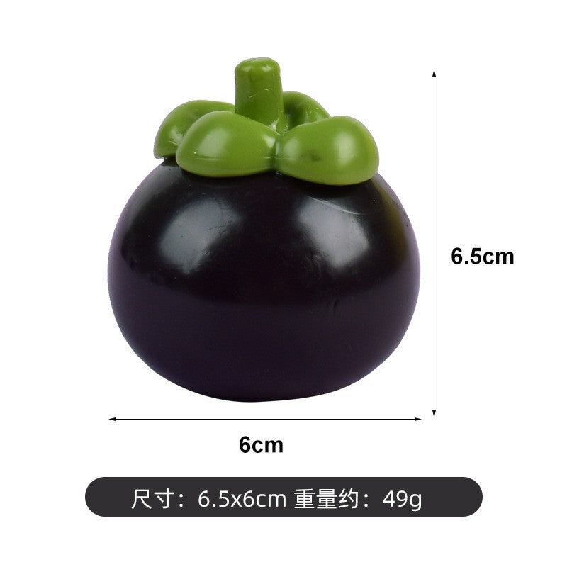 "Box packed multiple realistic mangosteen decompression fidget toys with size dimension mark"