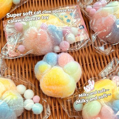 "Plush cat paw squishy toy soft silicone stress relief animal-themed fidget toy"