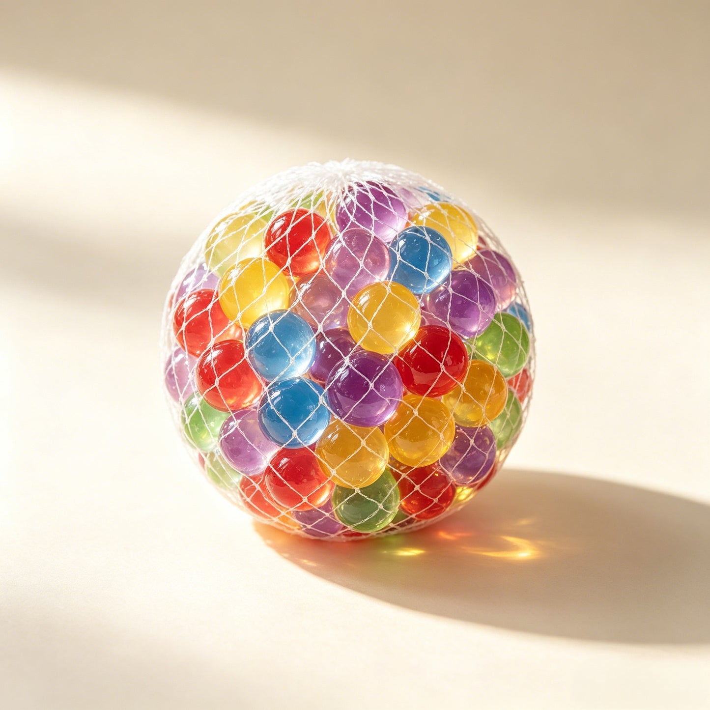 "Multiple luminous grape fidget balls with colorful transparent beads bulk display"