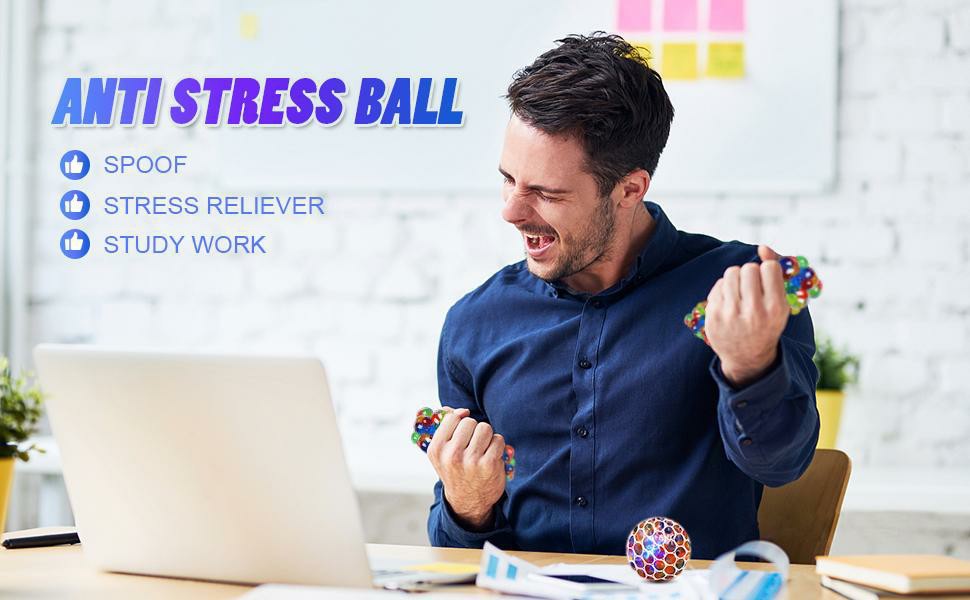 "Multiple luminous grape fidget balls with colorful transparent beads bulk display"