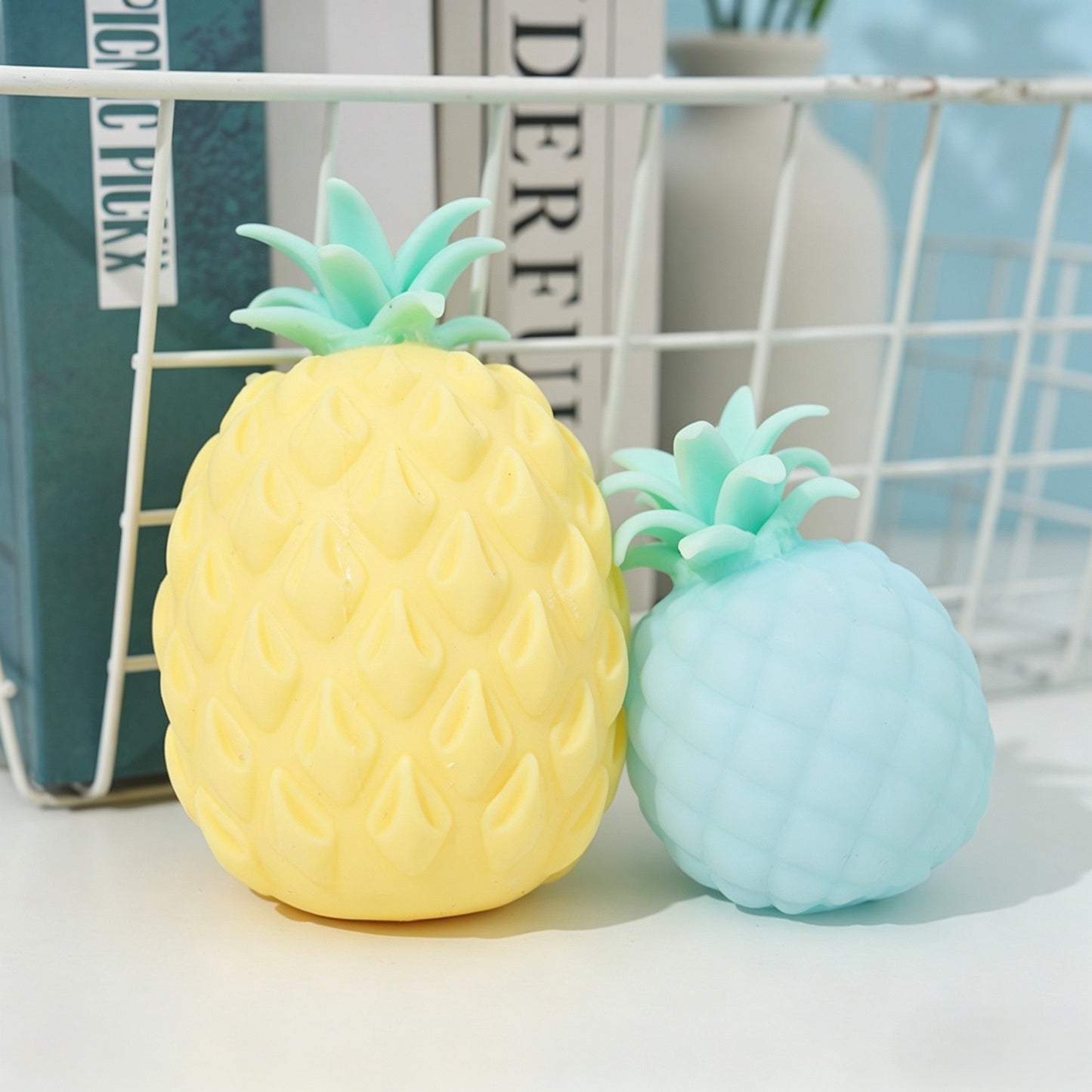 "Clear bead-filled pineapple fidget toy tactile stress relief toy for anxiety"