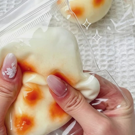 "Fluid rice cake squishy toy soft silicone stress relief food-themed fidget toy"