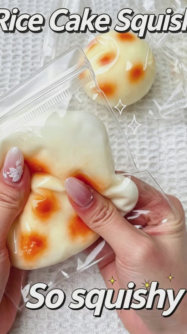 "Fluid rice cake squishy toy soft silicone stress relief food-themed fidget toy"
