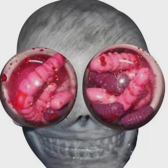 "Creepy skull squeeze toy bead-filled popping eyes stress relief fidget toy"