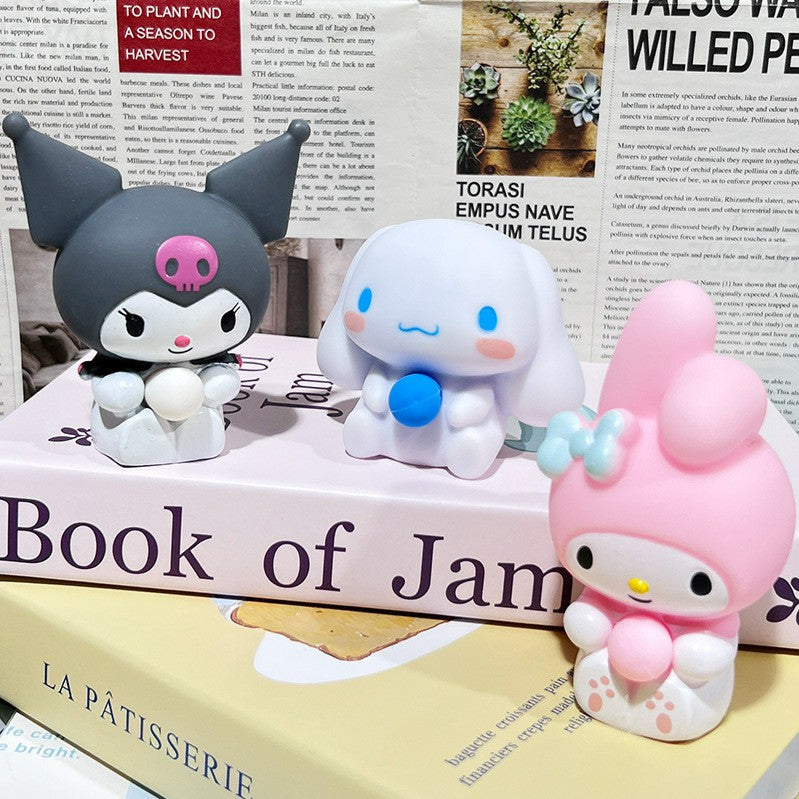 "Set of 3 Sanrio characters squishy toys perfect for gifting and anxiety relief"