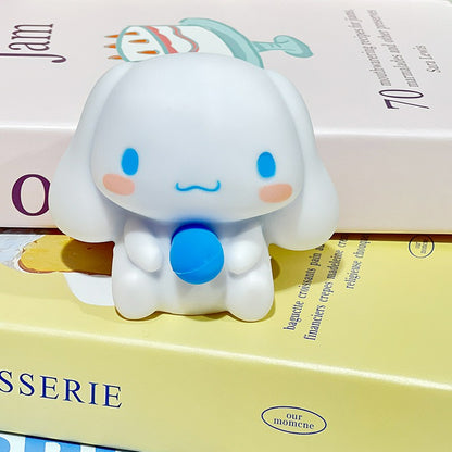 "Cinnamoroll bubble blowing squishy toy showing fun squeeze effect"